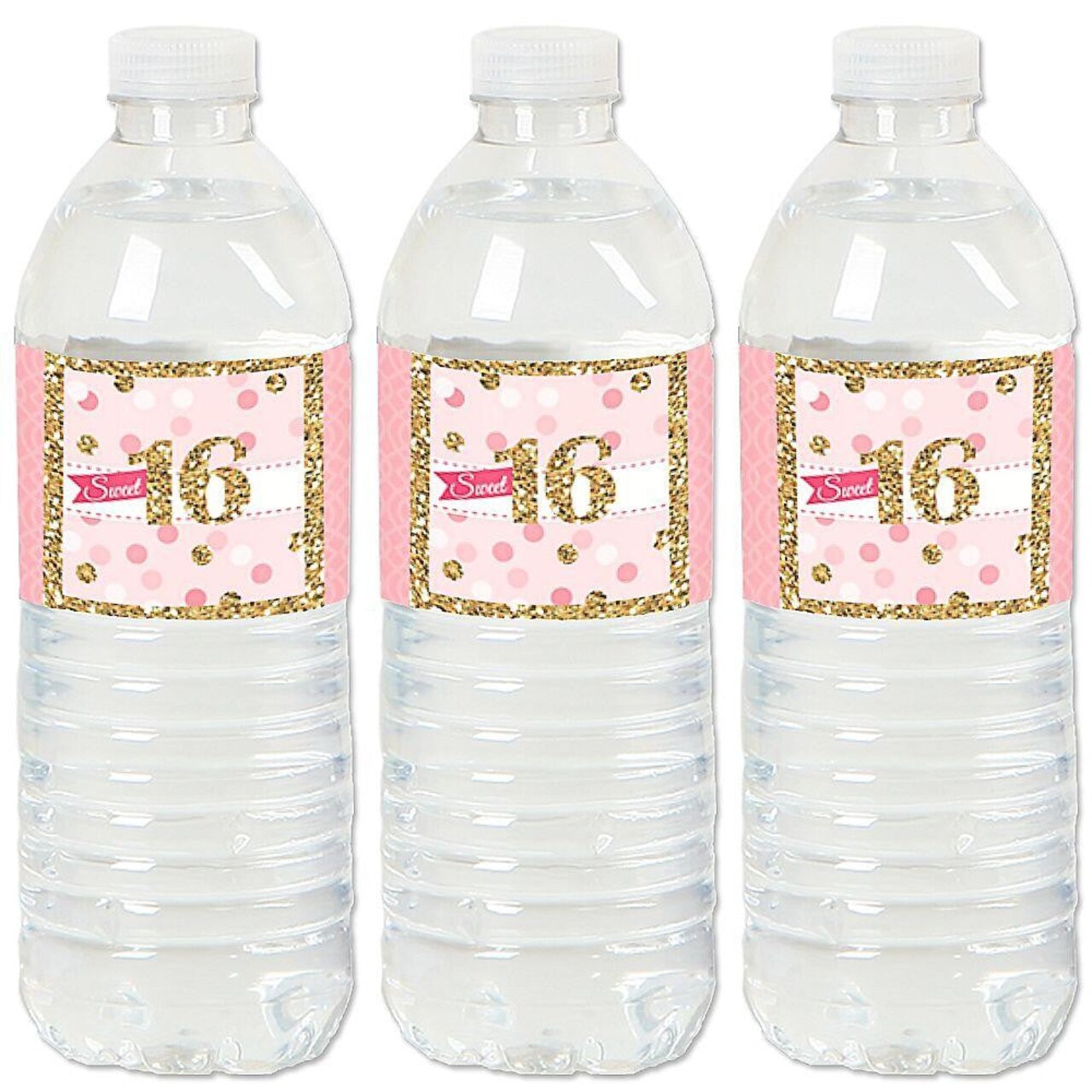 Big Dot of Happiness Sweet 16 - 16th Birthday Party Water Bottle Sticker Labels - Set of 20